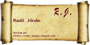 Radó Jónás névjegykártya